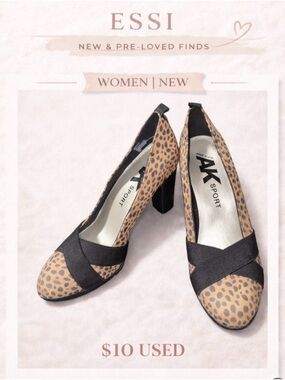 Anne Klein Sport Leopard-Print Block Heel Pumps - Black & Tan